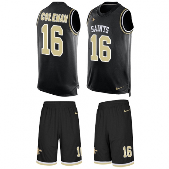 Men's Nike New Orleans Saints 16 Brandon Coleman Limited Black Tank Top Suit NFL Jersey