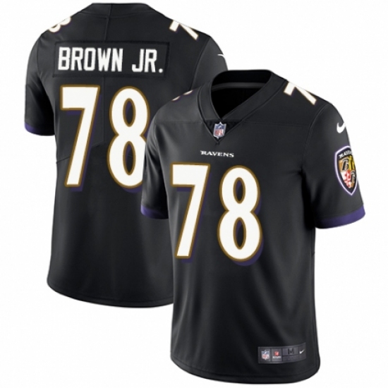 Men's Nike Baltimore Ravens 78 Orlando Brown Jr. Black Alternate Vapor Untouchable Limited Player NFL Jersey