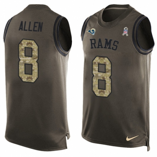 Men's Nike Los Angeles Rams 8 Brandon Allen Limited Green Salute to Service Tank Top NFL Jersey