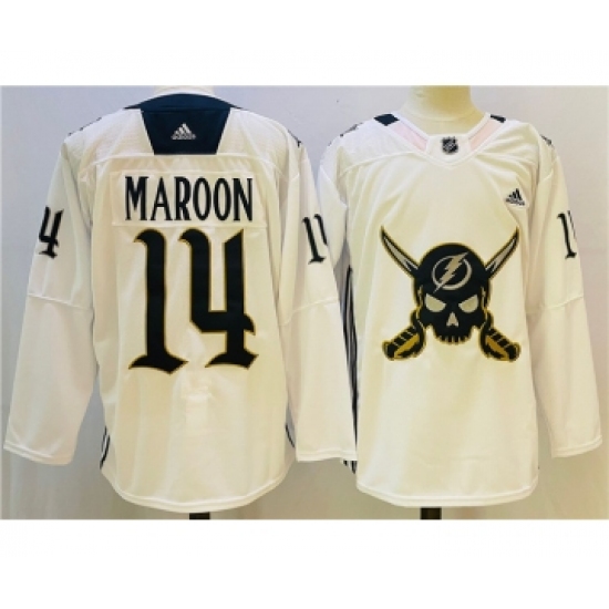 Men's Tampa Bay Lightning 14 Pat Maroon White Stitched Jersey