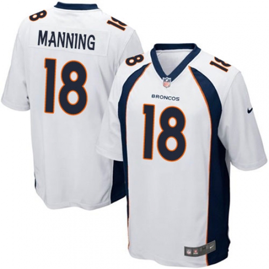 Men's Nike Denver Broncos 18 Peyton Manning Game White NFL Jersey