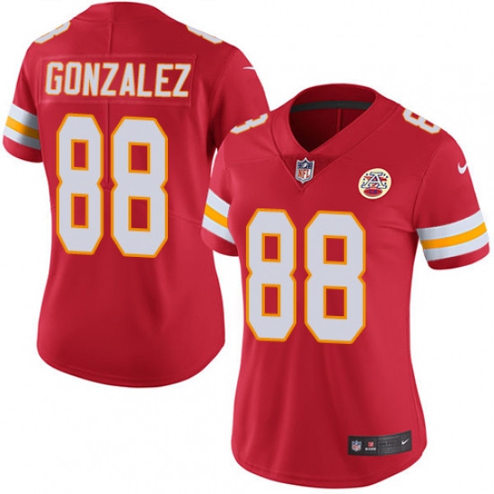 Women's Nike Kansas City Chiefs 88 Tony Gonzalez Red Team Color Vapor Untouchable Limited Player NFL Jersey