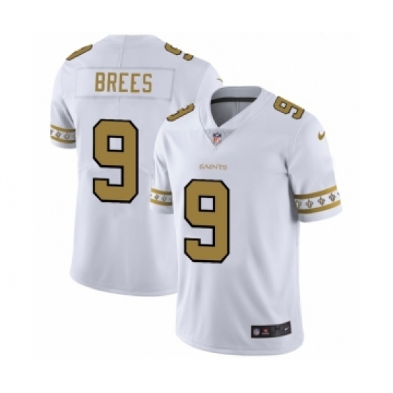 Men's New Orleans Saints 9 Drew Brees White Team Logo Cool Edition Jersey