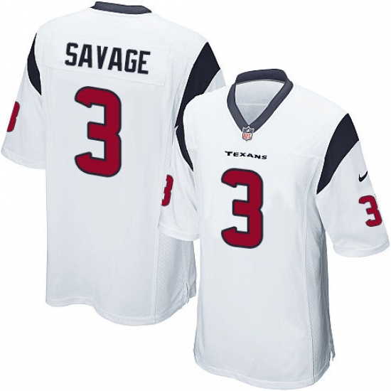 Men's Nike Houston Texans 3 Tom Savage Game White NFL Jersey