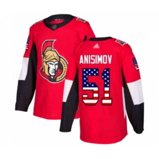 Men's Ottawa Senators 51 Artem Anisimov Authentic Red USA Flag Fashion Hockey Jersey