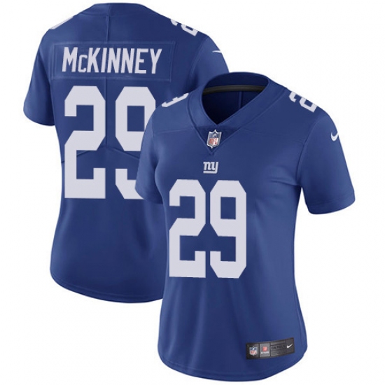 Women's New York Giants 29 Xavier McKinney Royal Blue Team Color Stitched Vapor Untouchable Limited Jersey