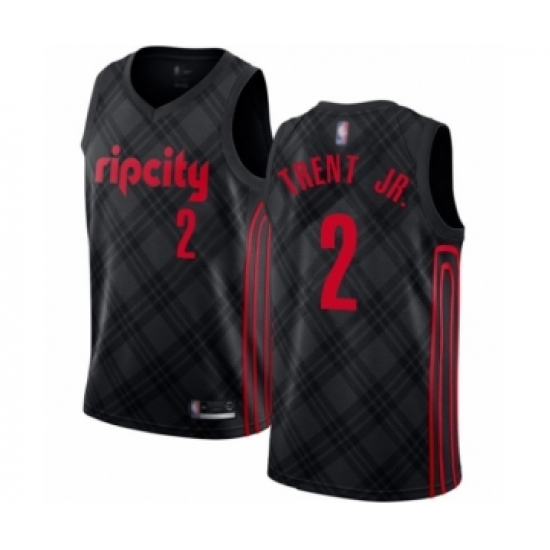 Men's Portland Trail Blazers 2 Gary Trent Jr. Authentic Black Basketball Jersey - City Edition