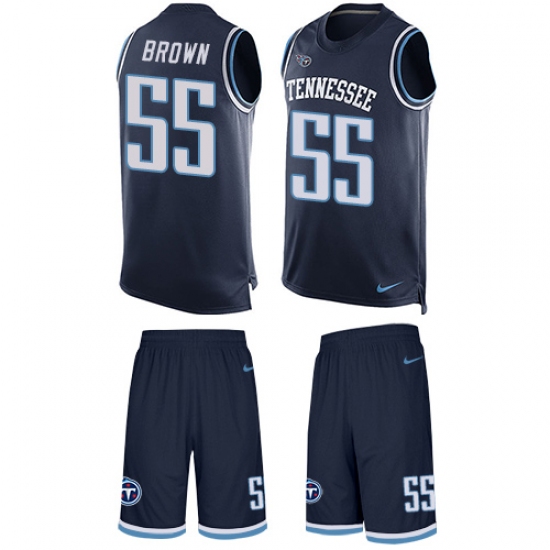 Men's Nike Tennessee Titans 55 Jayon Brown Limited Navy Blue Tank Top Suit NFL Jersey