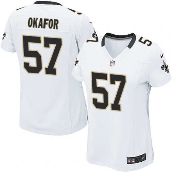 Women's Nike New Orleans Saints 91 Alex Okafor Game White NFL Jersey