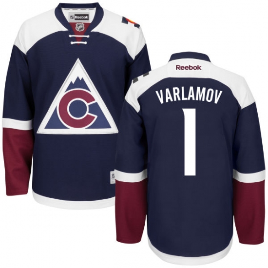 Women's Reebok Colorado Avalanche 1 Semyon Varlamov Premier Blue Third NHL Jersey