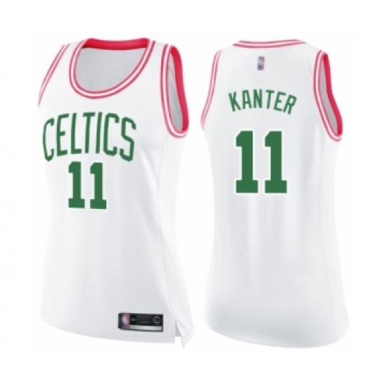 Women's Boston Celtics 11 Enes Kanter Swingman White Pink Fashion Basketball Jersey