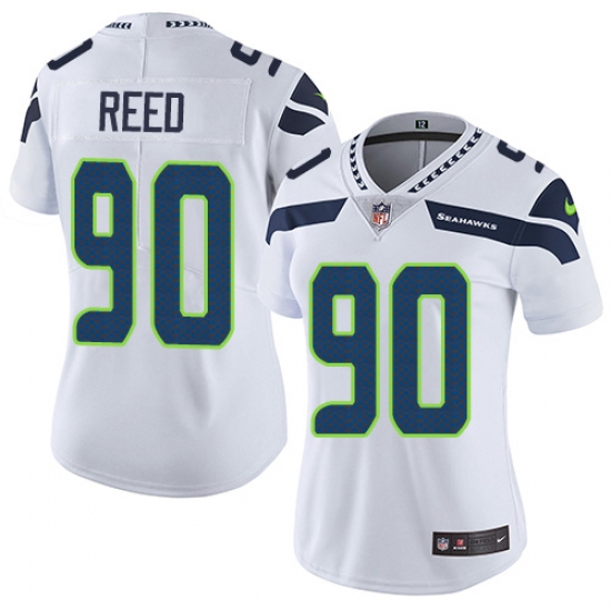 Women's Nike Seattle Seahawks 90 Jarran Reed Elite White NFL Jersey