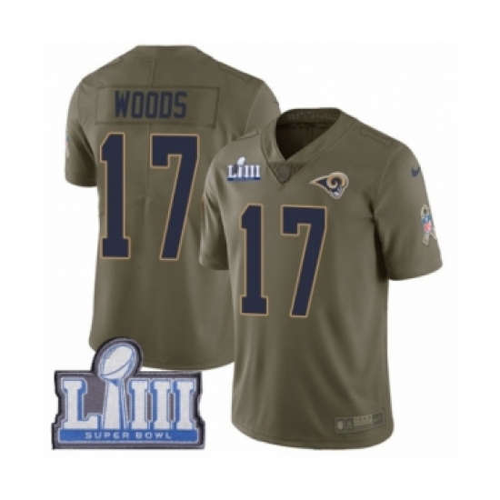 Youth Nike Los Angeles Rams 17 Robert Woods Limited Olive 2017 Salute to Service Super Bowl LIII Bound NFL Jersey