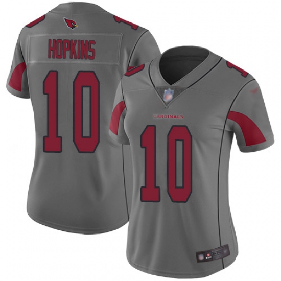 Women's Nike Arizona Cardinals 10 DeAndre Hopkins Silver Stitched NFL Limited Inverted Legend Jersey