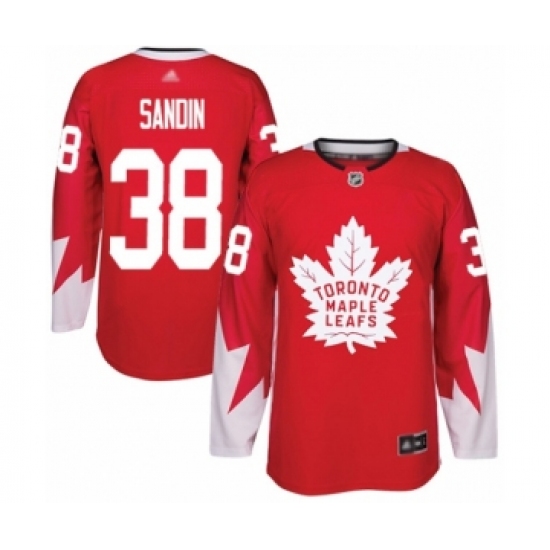 Men's Toronto Maple Leafs 38 Rasmus Sandin Authentic Red Alternate Hockey Jersey