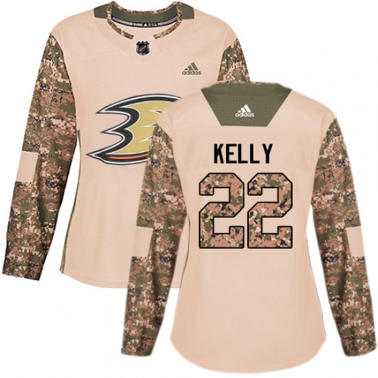 Women's Adidas Anaheim Ducks 22 Chris Kelly Authentic Camo Veterans Day Practice NHL Jersey