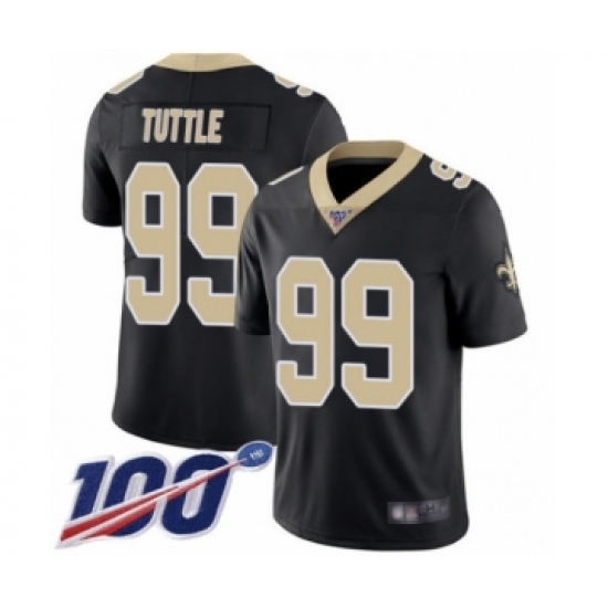 Men's New Orleans Saints 99 Shy Tuttle Black Team Color Vapor Untouchable Limited Player 100th Season Football Jersey