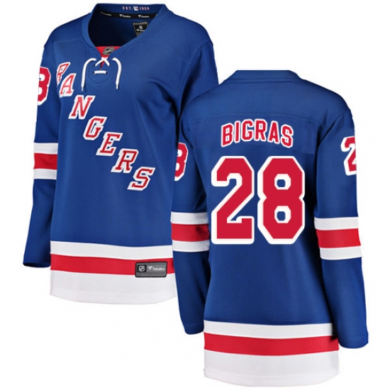 Women's New York Rangers 28 Chris Bigras Fanatics Branded Royal Blue Home Breakaway NHL Jersey