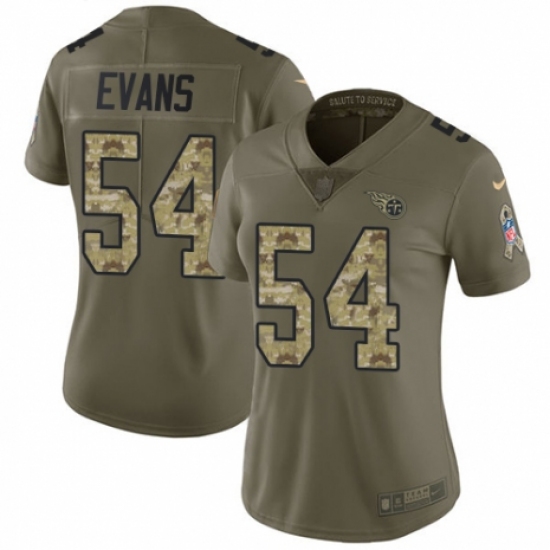 Women's Nike Tennessee Titans 54 Rashaan Evans Limited Olive Camo 2017 Salute to Service NFL Jersey