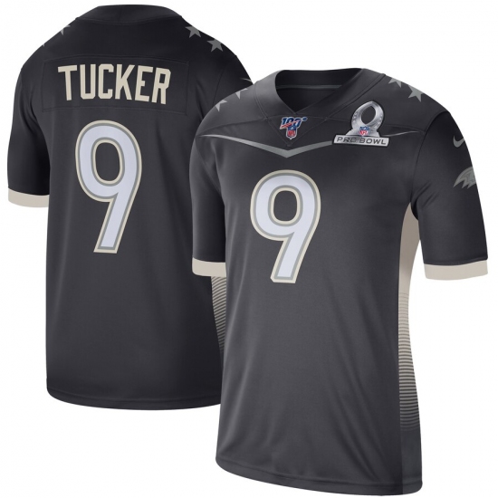 Men's Nike Baltimore Ravens 9 Justin Tucker 2020 AFC Pro Bowl Game Jersey Anthracite