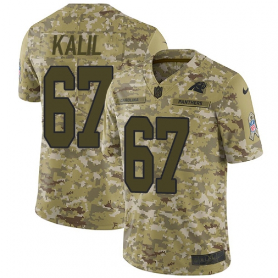 Youth Nike Carolina Panthers 67 Ryan Kalil Limited Camo 2018 Salute to Service NFL Jersey