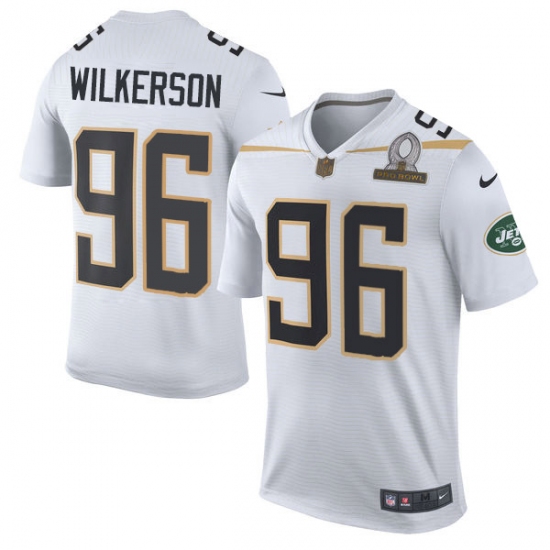 Men's Nike New York Jets 96 Muhammad Wilkerson Elite White Team Rice 2016 Pro Bowl NFL Jersey
