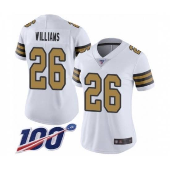 Women's New Orleans Saints 26 P.J. Williams Limited White Rush Vapor Untouchable 100th Season Football Jersey