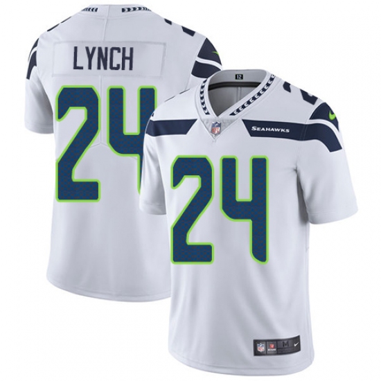 Men's Nike Seattle Seahawks 24 Marshawn Lynch White Vapor Untouchable Limited Player NFL Jersey