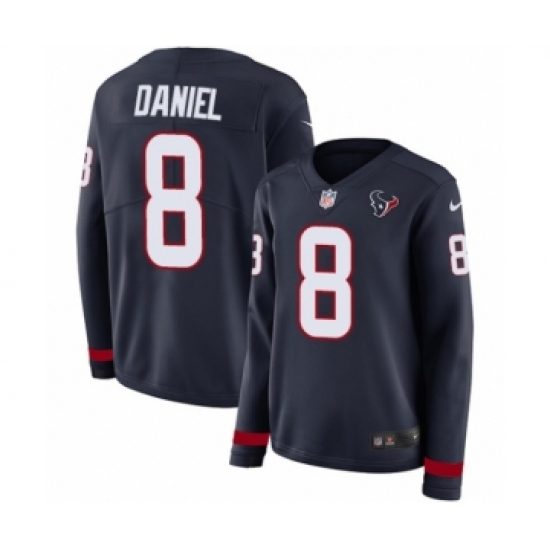 Women's Nike Houston Texans 8 Trevor Daniel Limited Navy Blue Therma Long Sleeve NFL Jersey