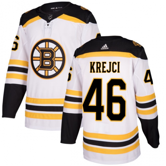Women's Adidas Boston Bruins 46 David Krejci Authentic White Away NHL Jersey