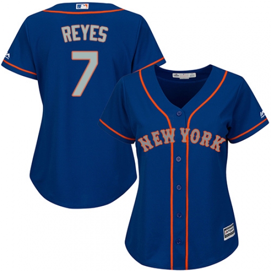 Women's Majestic New York Mets 7 Jose Reyes Authentic Royal Blue Alternate Road Cool Base MLB Jersey