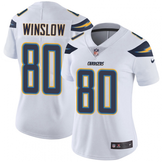 Women's Nike Los Angeles Chargers 80 Kellen Winslow White Vapor Untouchable Limited Player NFL Jersey
