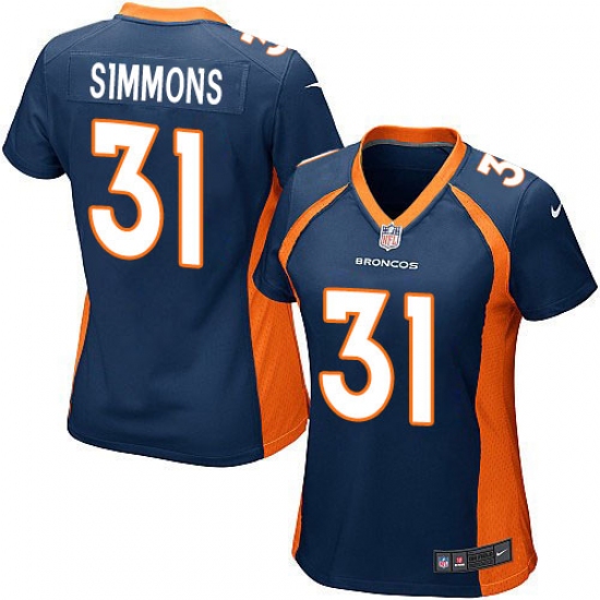 Women's Nike Denver Broncos 31 Justin Simmons Game Navy Blue Alternate NFL Jersey