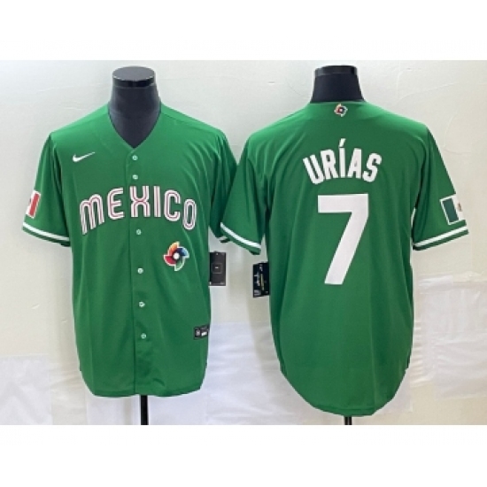 Men's Mexico Baseball 7 Julio Urias Green 2023 World Baseball Classic Stitched Jersey