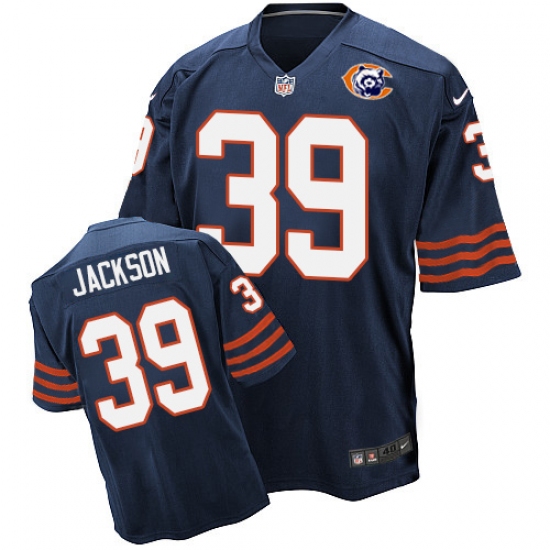 Men's Nike Chicago Bears 39 Eddie Jackson Elite Navy Blue Throwback NFL Jersey