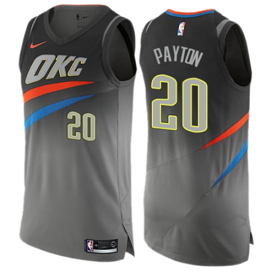 Men's Nike Oklahoma City Thunder 20 Gary Payton Authentic Gray NBA Jersey - City Edition