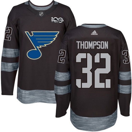 Men's Adidas St. Louis Blues 32 Tage Thompson Authentic Black 1917-2017 100th Anniversary NHL Jersey