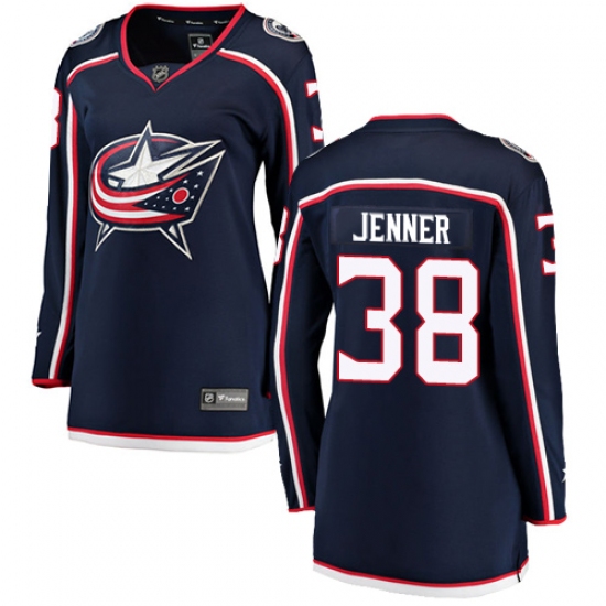 Women's Columbus Blue Jackets 38 Boone Jenner Fanatics Branded Navy Blue Home Breakaway NHL Jersey