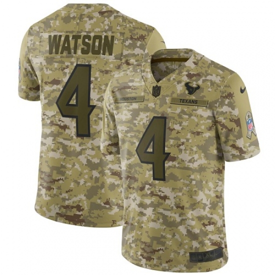 Men's Nike Houston Texans 4 Deshaun Watson Limited Camo 2018 Salute to Service NFL Jersey