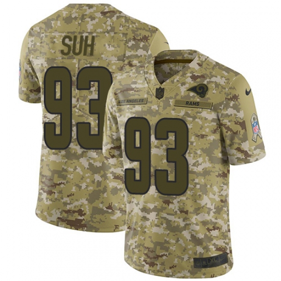 Men's Nike Los Angeles Rams 93 Ndamukong Suh Limited Camo 2018 Salute to Service NFL Jersey
