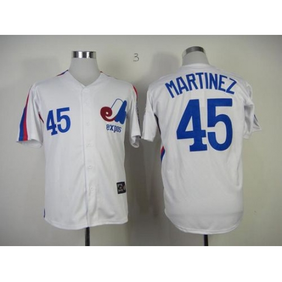 Mitchell And Ness Expos 45 Pedro Martinez White Throwback Stitched Baseball Jersey