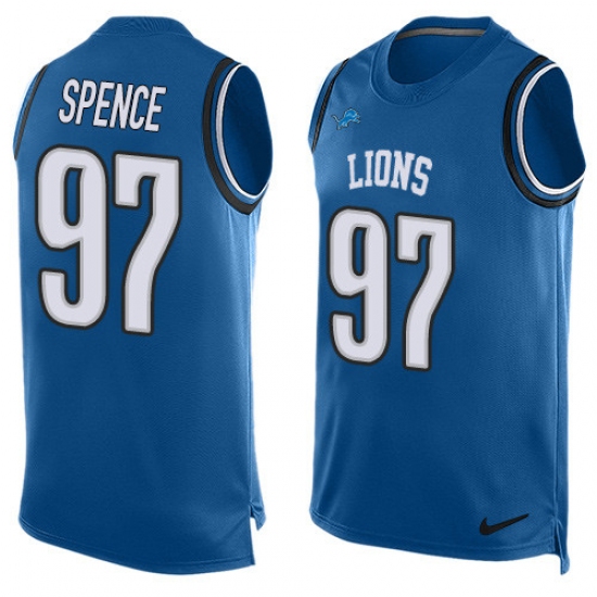 Men's Nike Detroit Lions 97 Akeem Spence Limited Light Blue Player Name & Number Tank Top NFL Jersey