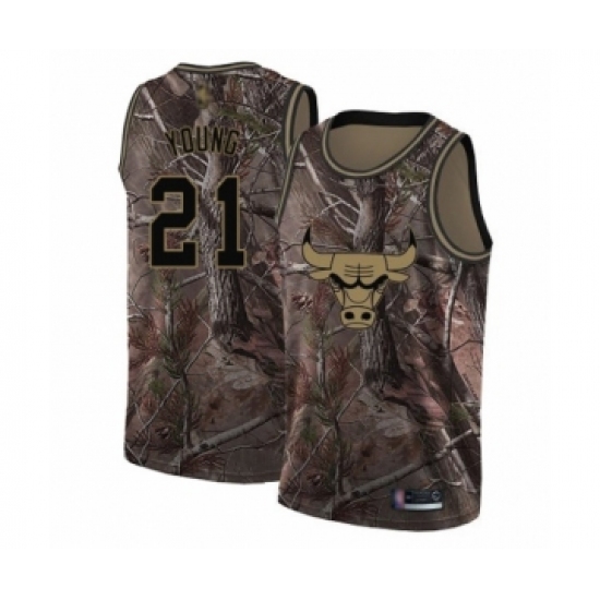 Youth Chicago Bulls 21 Thaddeus Young Swingman Camo Realtree Collection Basketball Jersey