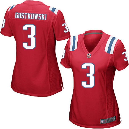 Women's Nike New England Patriots 3 Stephen Gostkowski Game Red Alternate NFL Jersey