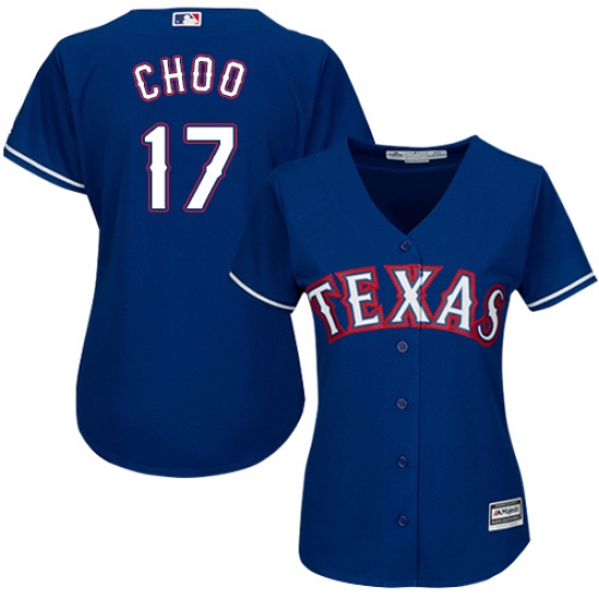 Women's Majestic Texas Rangers 17 Shin-Soo Choo Replica Royal Blue Alternate 2 Cool Base MLB Jersey