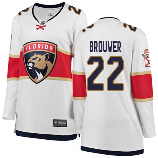 Women's Florida Panthers 22 Troy Brouwer Authentic White Away Fanatics Branded Breakaway NHL Jersey