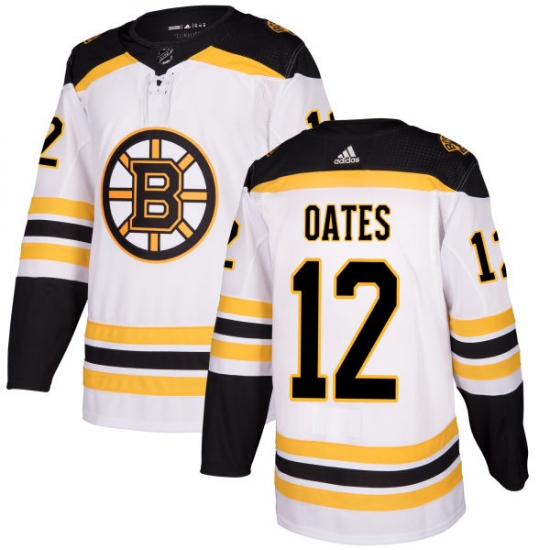 Men's Adidas Boston Bruins 12 Adam Oates Authentic White Away NHL Jersey