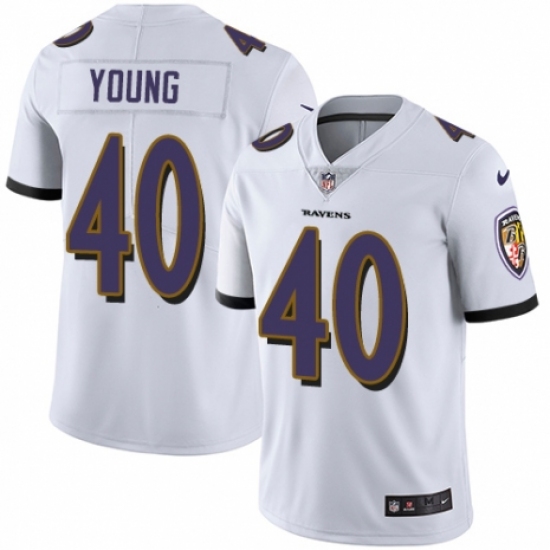 Men's Nike Baltimore Ravens 40 Kenny Young White Vapor Untouchable Limited Player NFL Jersey