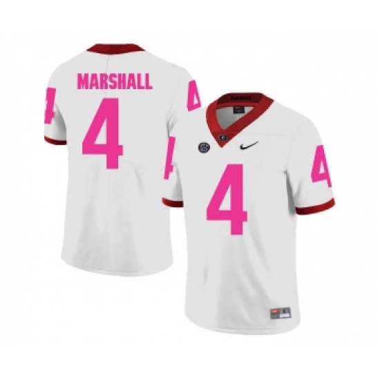 Georgia Bulldogs 4 Keith Marshall White 2018 Breast Cancer Awareness College Football Jersey