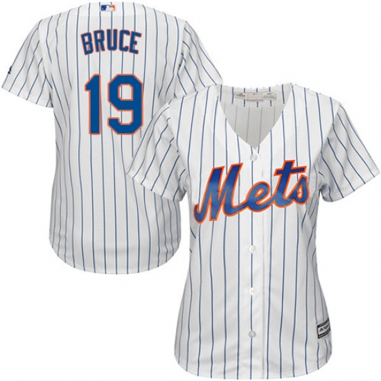 Women's Majestic New York Mets 19 Jay Bruce Replica White Home Cool Base MLB Jersey